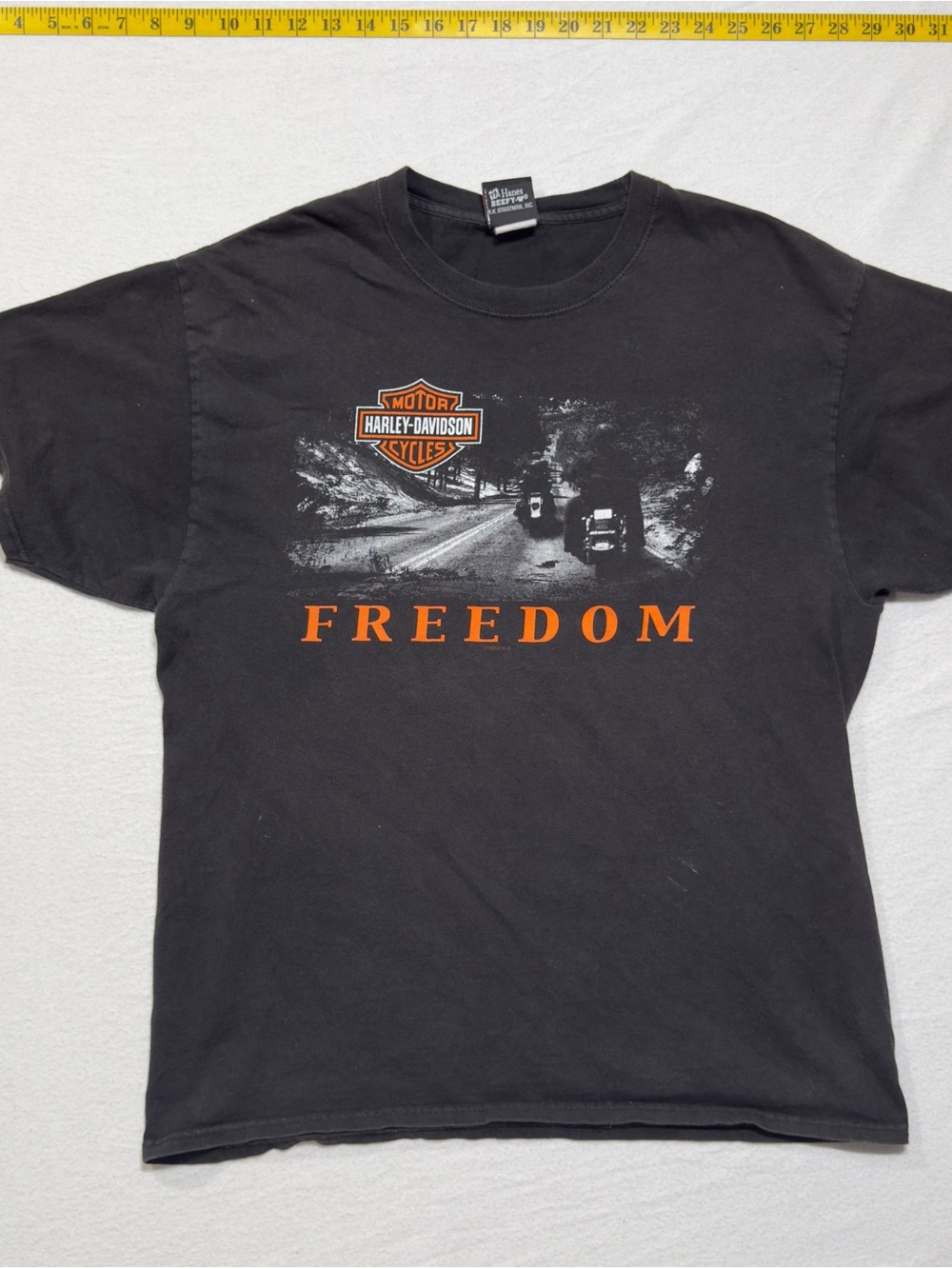2012 Harley-Davidson Black T-Shirt with Orange Freedom Graphic